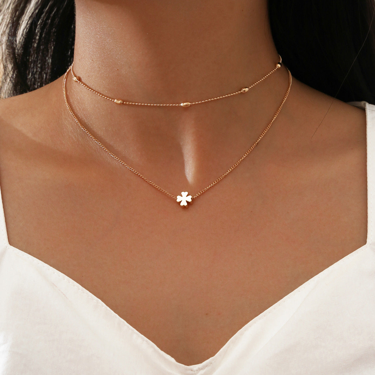 Double Layered Clover Necklace